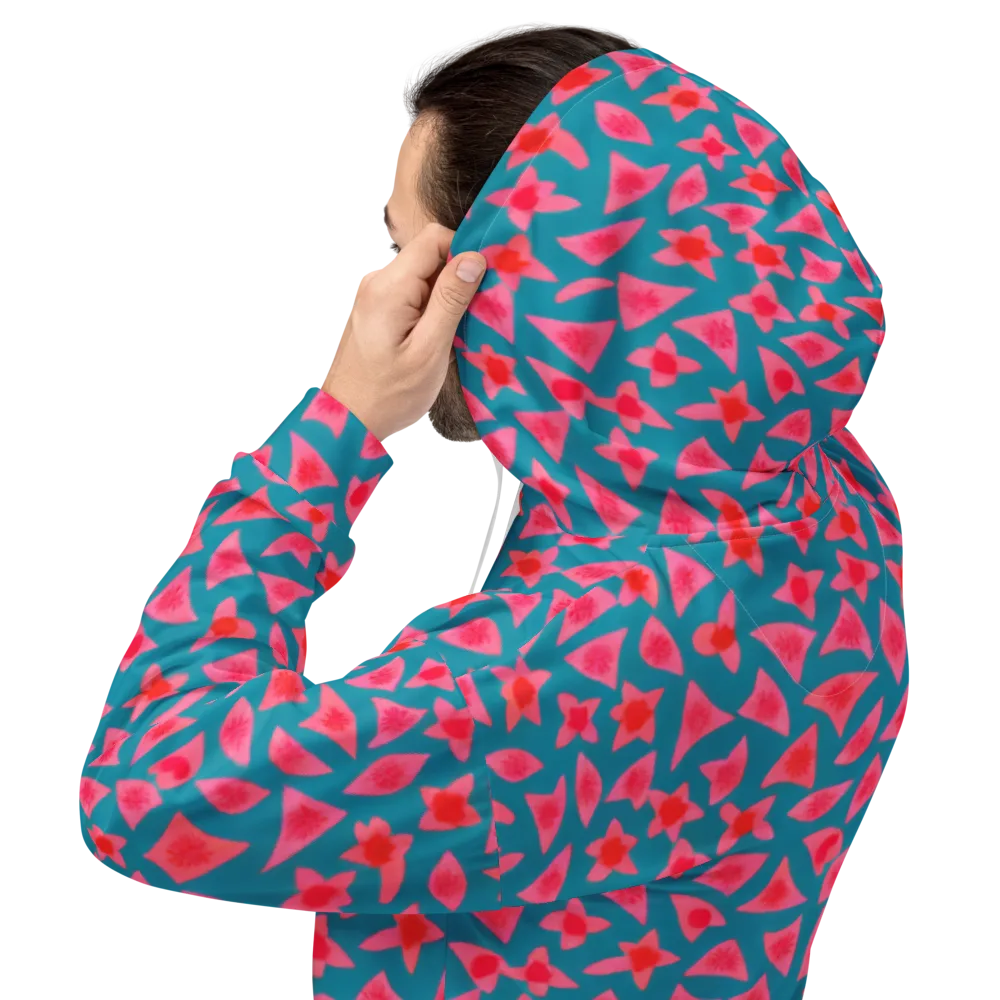 Neon Hibiscus Scatter on Hoodie — Back