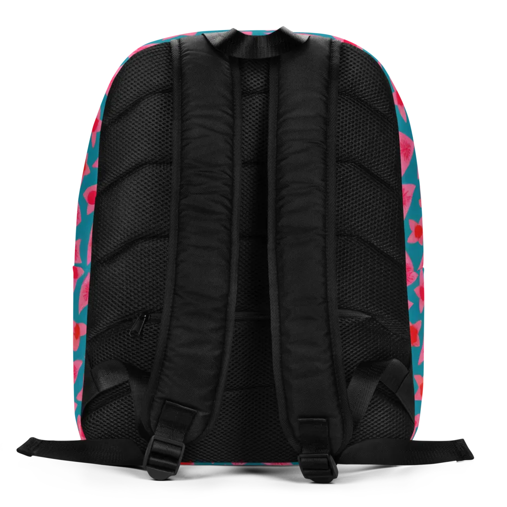 Neon Hibiscus Scatter on Minimalist Backpack — Back