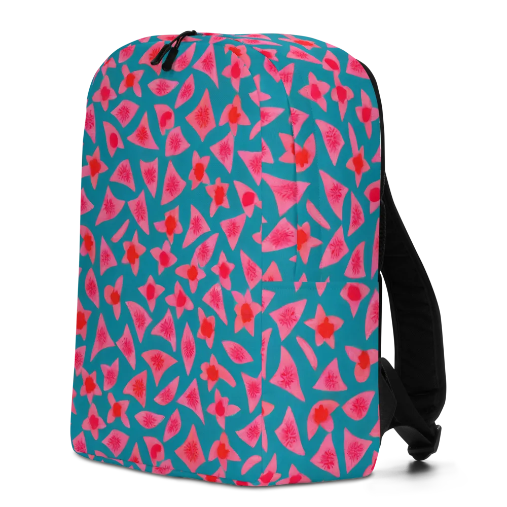 Neon Hibiscus Scatter on Minimalist Backpack — Left
