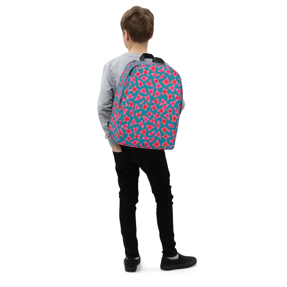 Neon Hibiscus Scatter on Minimalist Backpack — Right Front