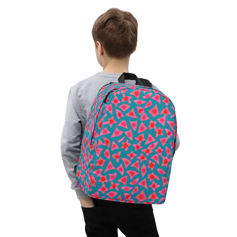 Neon Hibiscus Scatter on Minimalist Backpack — Zoomed-in