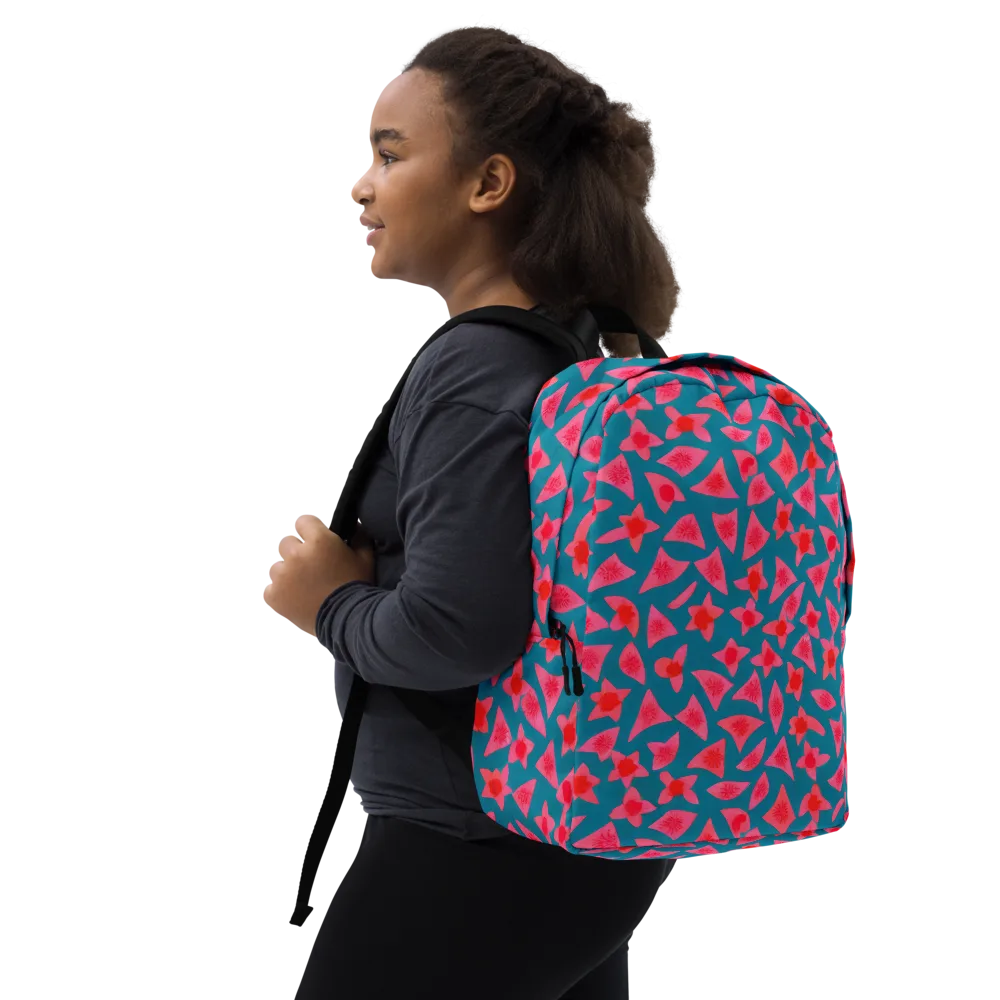 Neon Hibiscus Scatter on Minimalist Backpack — Right Front