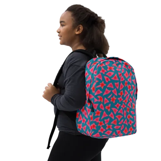 Neon Hibiscus Scatter on a Minimalist Backpack
