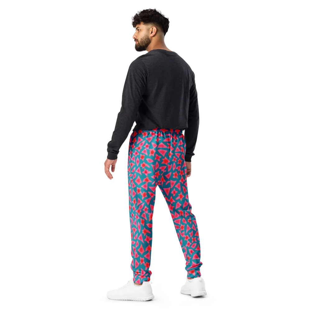 Neon Hibiscus Scatter on Men's Joggers — Back
