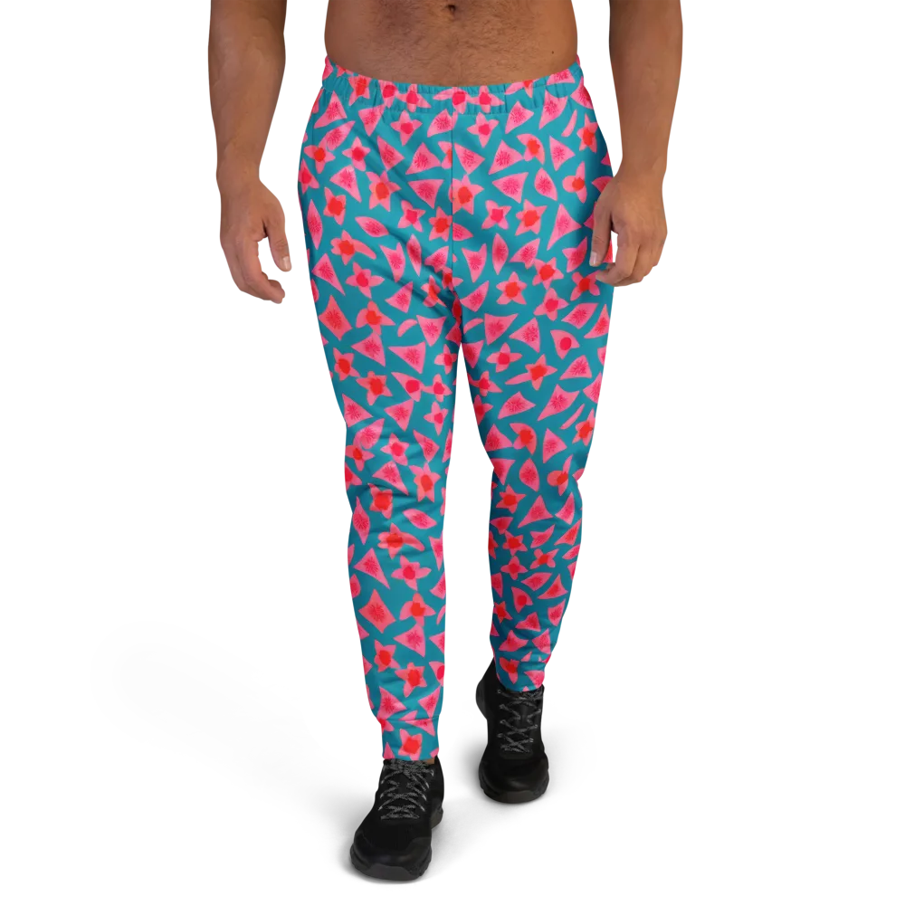 Neon Hibiscus Scatter on Men's Joggers — Front