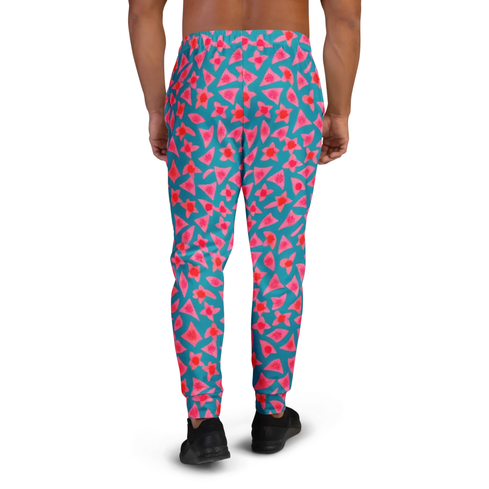 Neon Hibiscus Scatter on Men's Joggers — Back