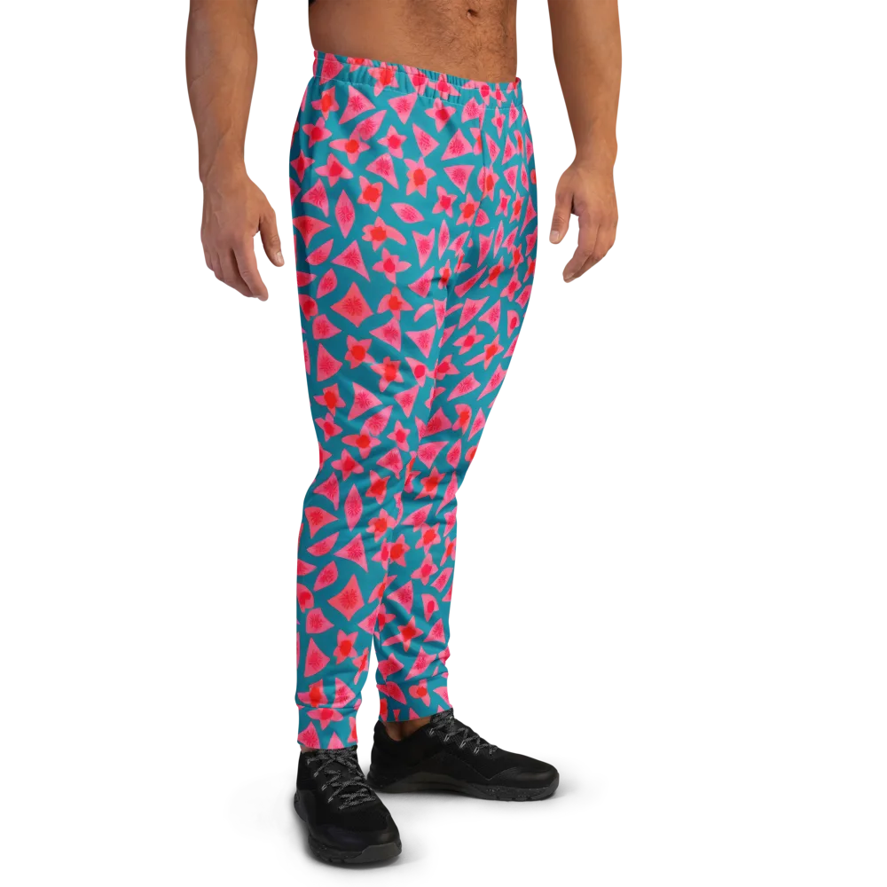 Neon Hibiscus Scatter on Men's Joggers — Right
