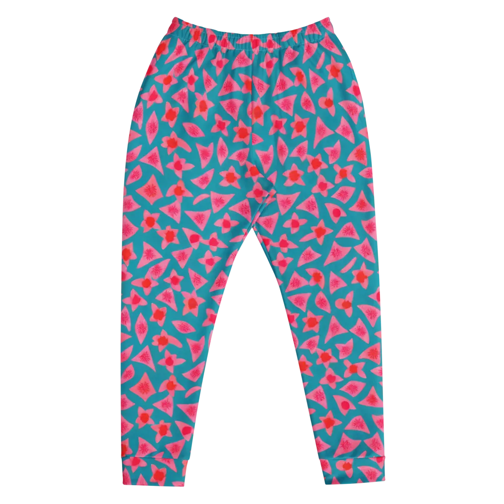 Neon Hibiscus Scatter on Men's Joggers — Front