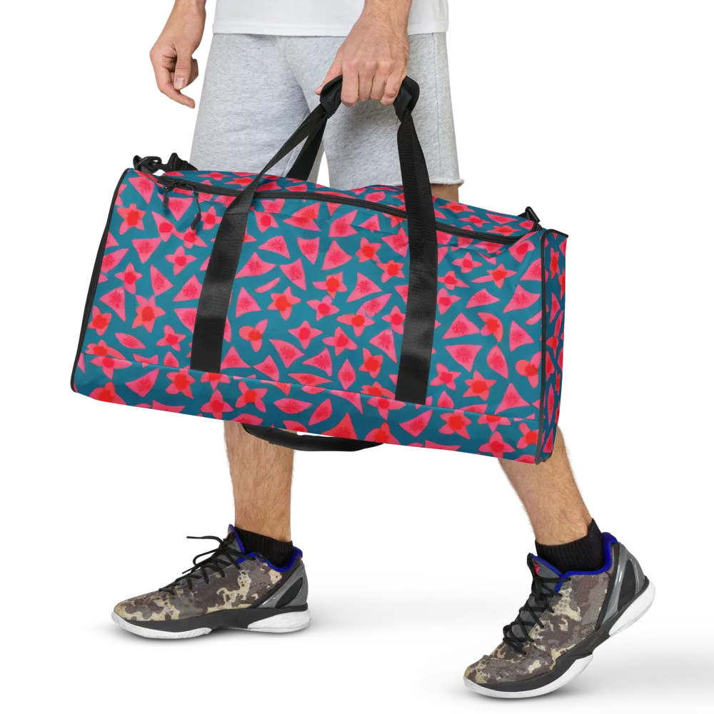 Neon Hibiscus Scatter on Duffle Bag — Front