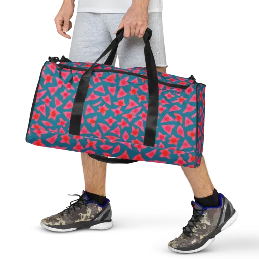 Neon Hibiscus Scatter on a Duffle Bag