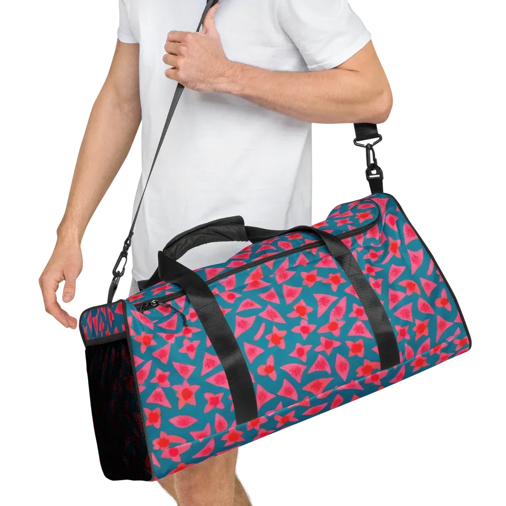 Neon Hibiscus Scatter on Duffle Bag — Right Front