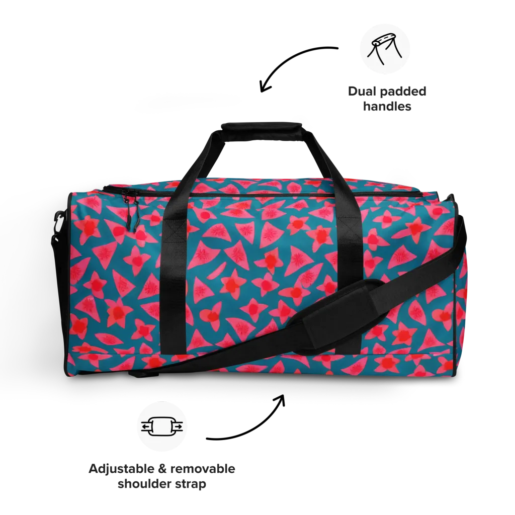 Neon Hibiscus Scatter on Duffle Bag — Front