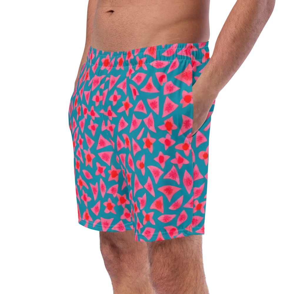 Neon Hibiscus Scatter on Swim Trunks — Left Front