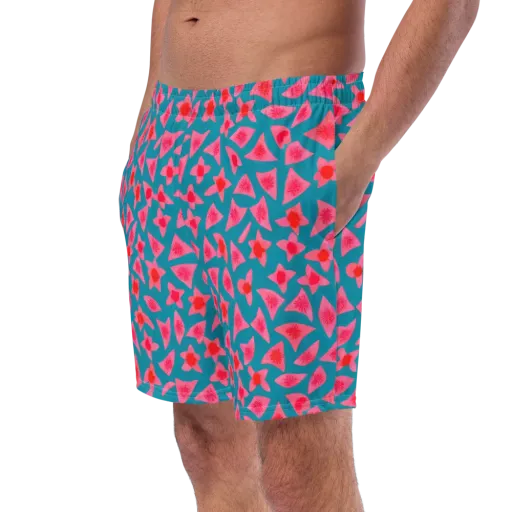 Neon Hibiscus Scatter on a Swim Trunks