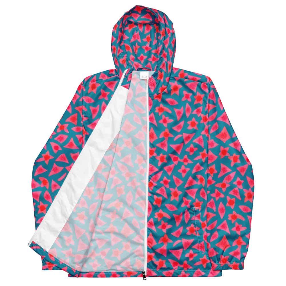 Neon Hibiscus Scatter on Men's Windbreaker — Front