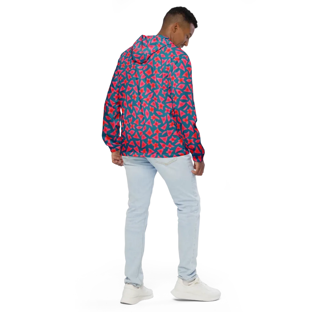 Neon Hibiscus Scatter on Men's Windbreaker — Back