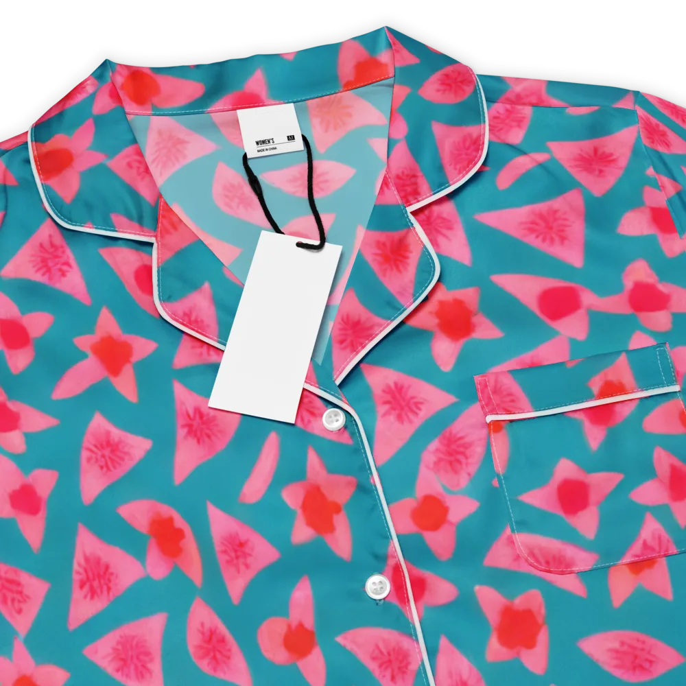 Neon Hibiscus Scatter on Women's Short Sleeve Pajama Top — Product details
