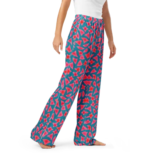 Neon Hibiscus Scatter on a Women's Pajama Pants
