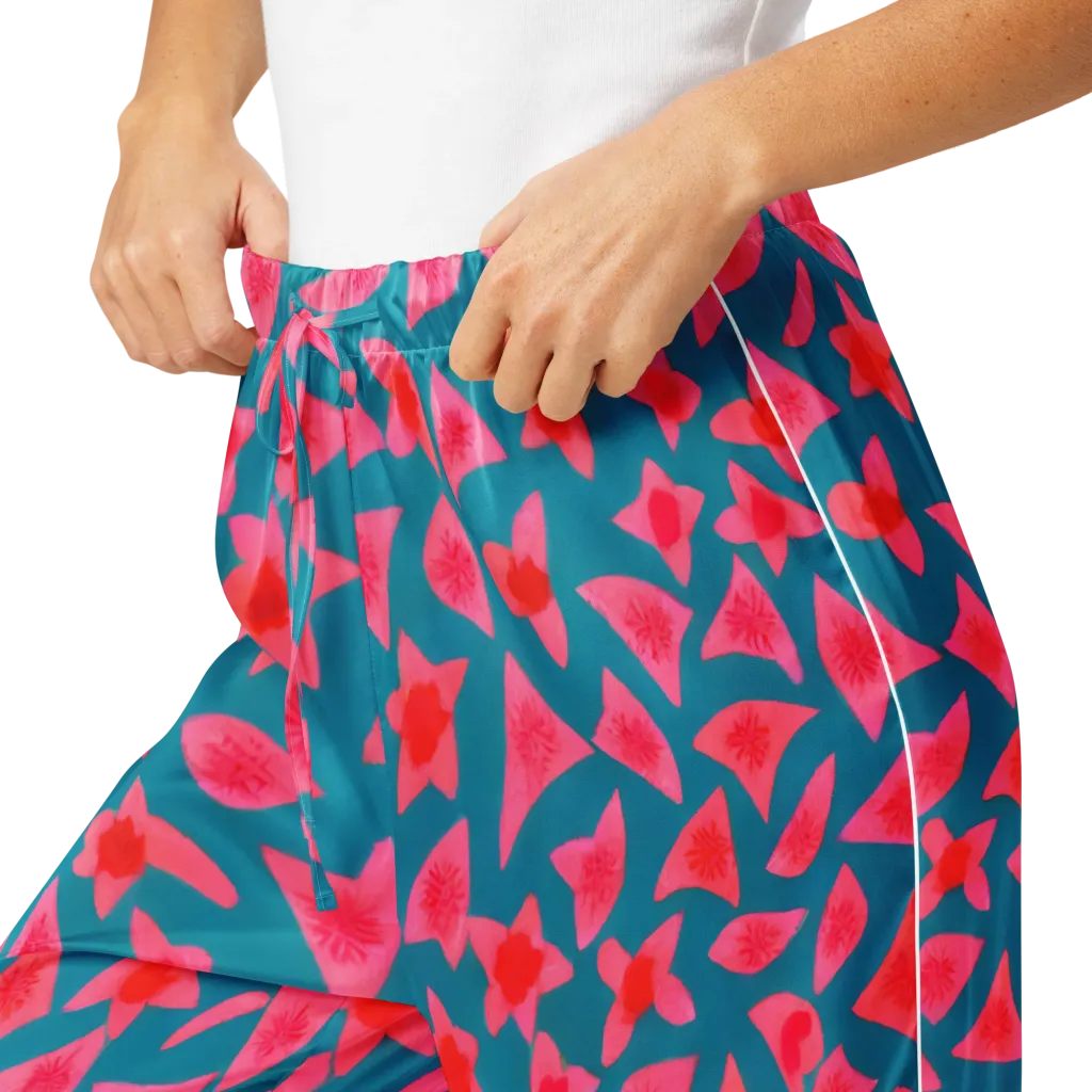 Neon Hibiscus Scatter on Women's Pajama Pants — Product details