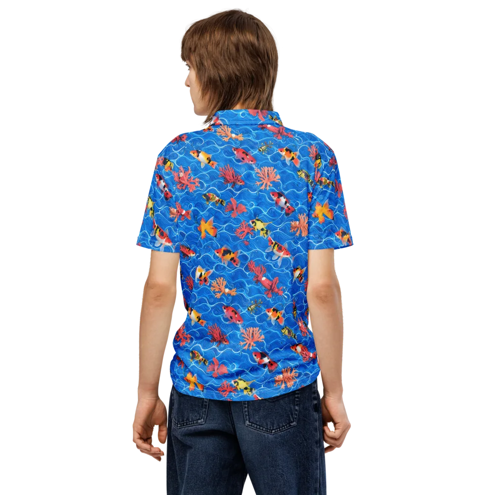 Azure Reef on Men's Slim Fit Polo Shirt — Back