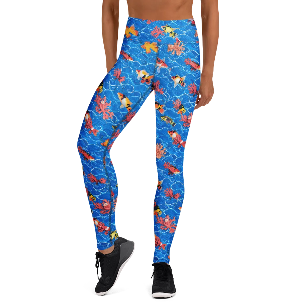 Azure Reef on Yoga Leggings — Front
