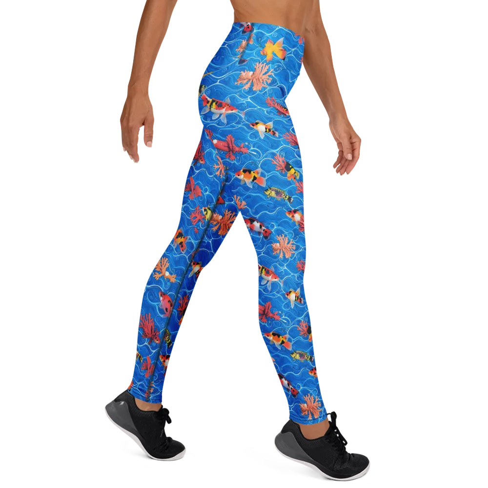 Azure Reef on Yoga Leggings — Right
