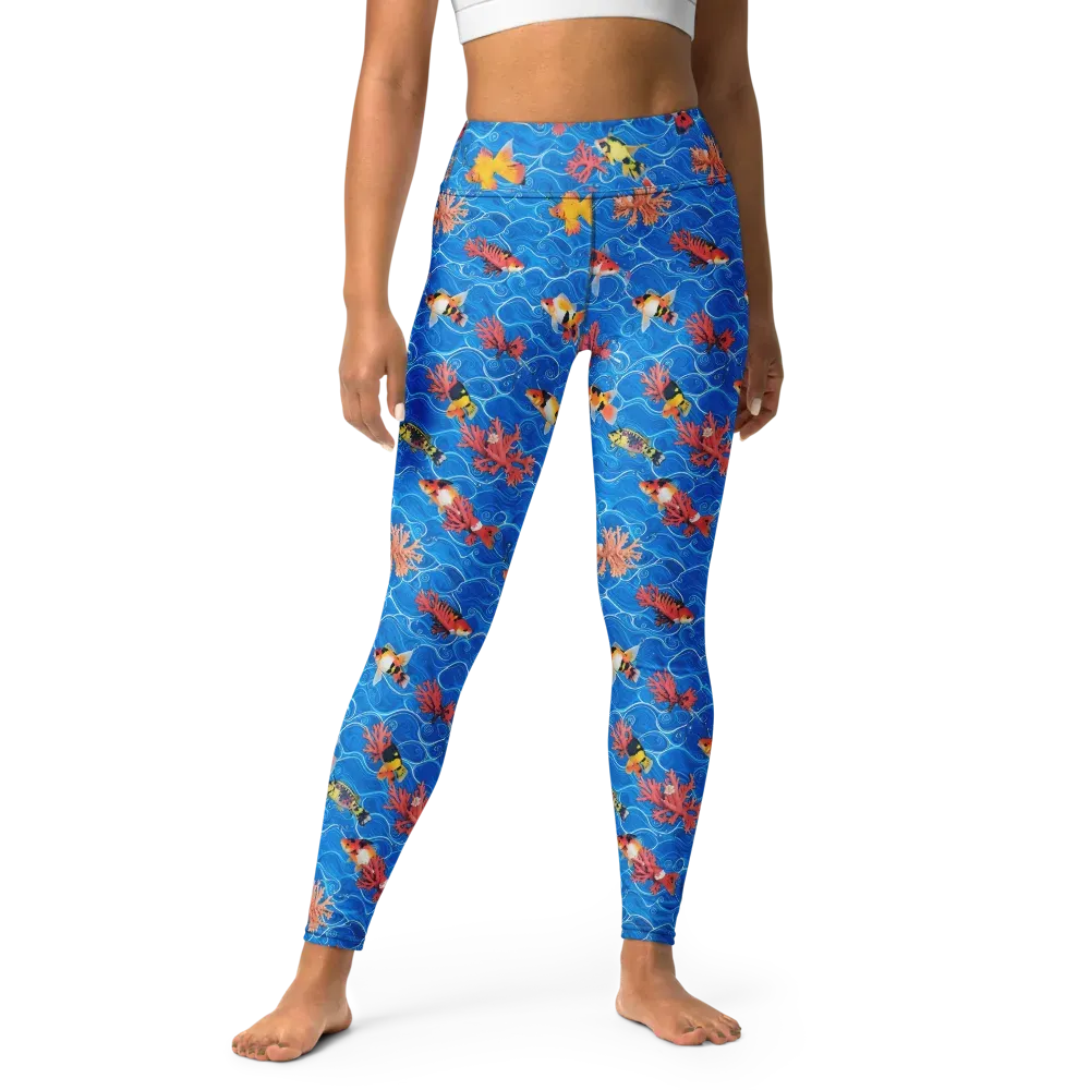 Azure Reef on Yoga Leggings — Front