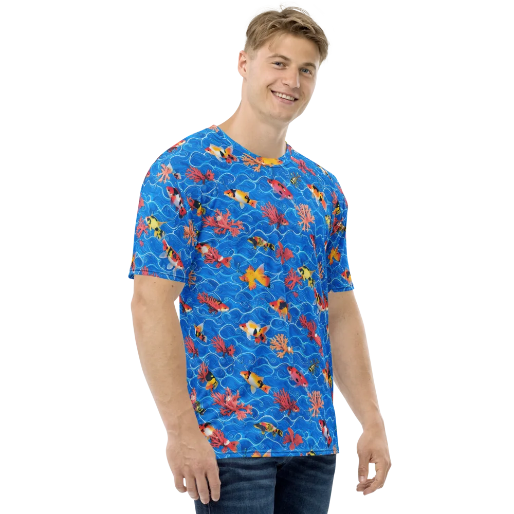 Azure Reef on Men's Crew Neck T-Shirt — Right