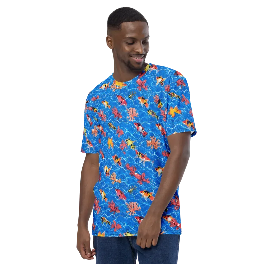Azure Reef on Men's Crew Neck T-Shirt — Left