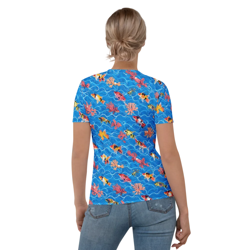 Azure Reef on Women's Crew Neck T-Shirt — Back