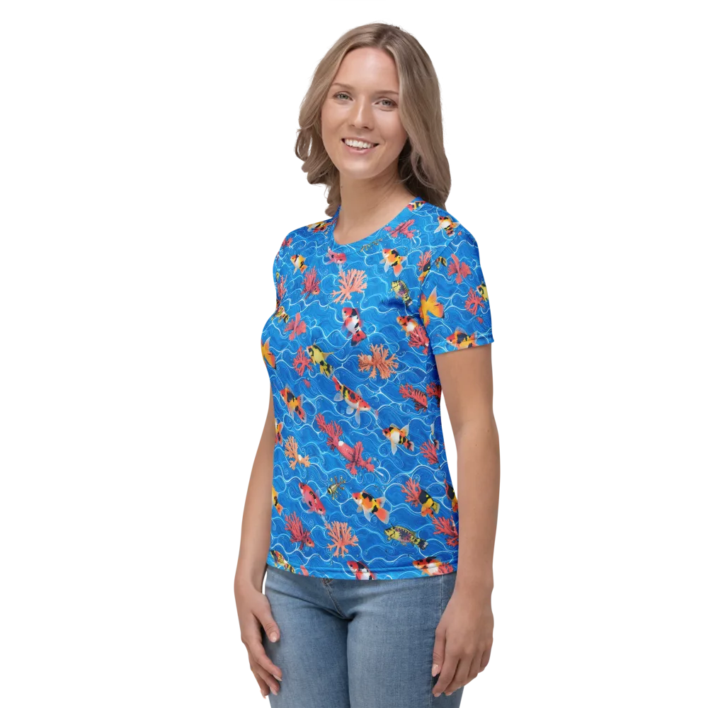 Azure Reef on Women's Crew Neck T-Shirt — Left