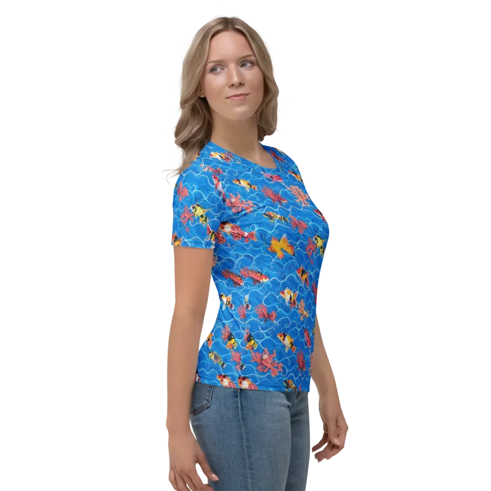 Azure Reef on Women's Crew Neck T-Shirt — Right
