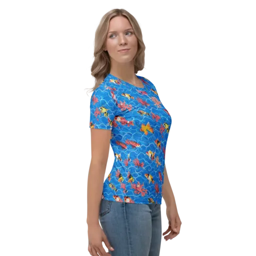 Azure Reef on a Women's Crew Neck T-Shirt