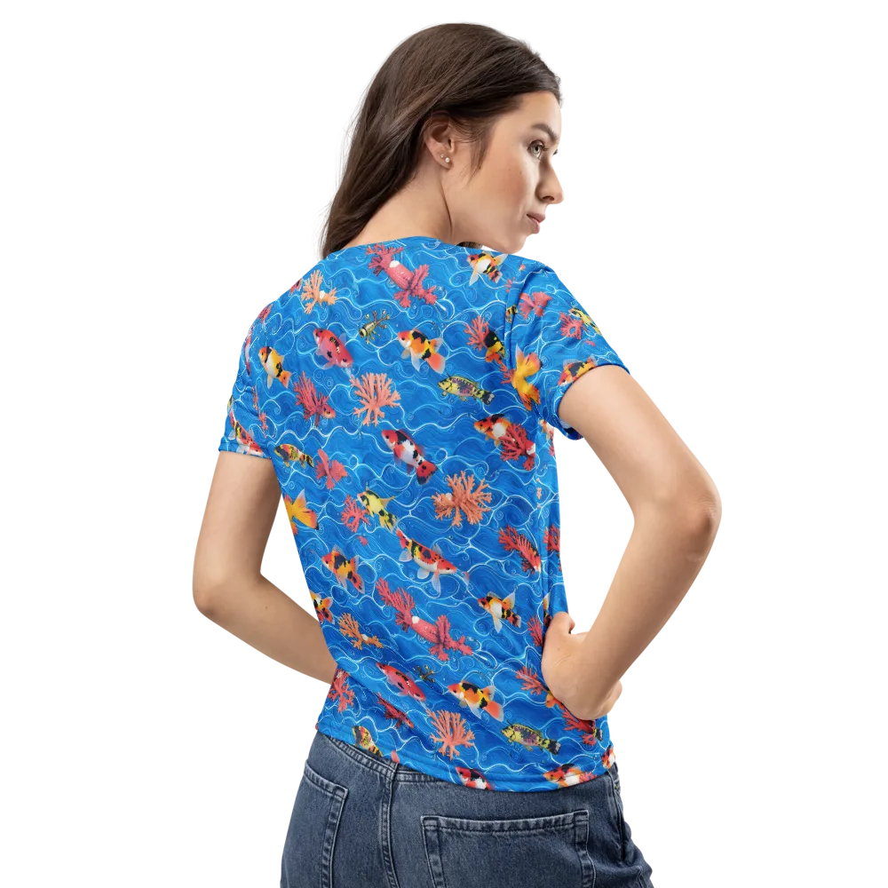 Azure Reef on Women's Crew Neck T-Shirt — Back