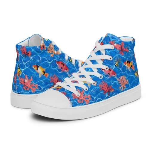 Azure Reef on a Women's High Top Canvas Shoes