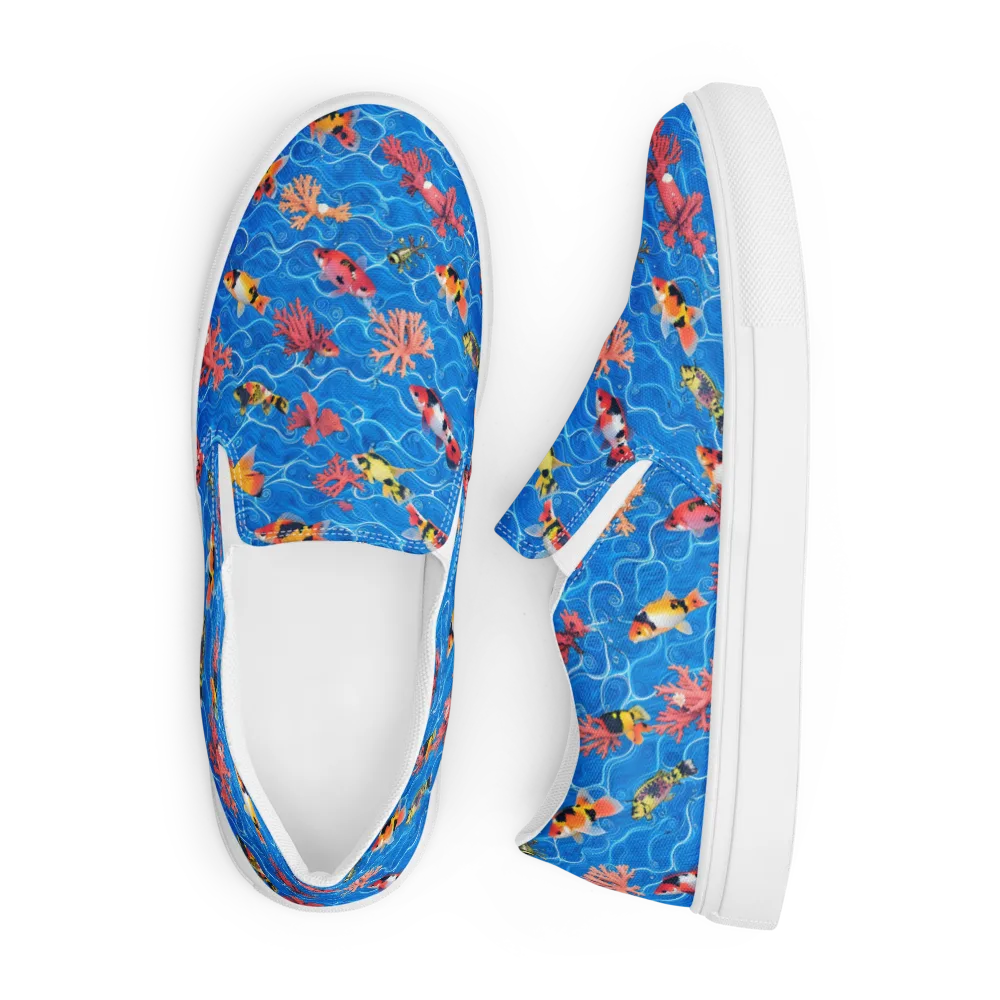 Azure Reef on Men's Slip-On Canvas Shoes — Front