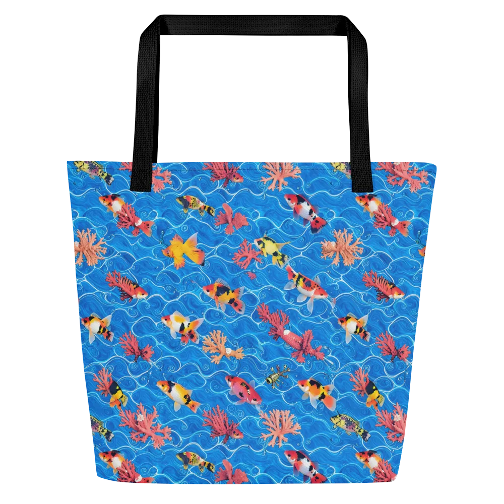 Azure Reef on Large Tote Bag W/ Pocket — Front