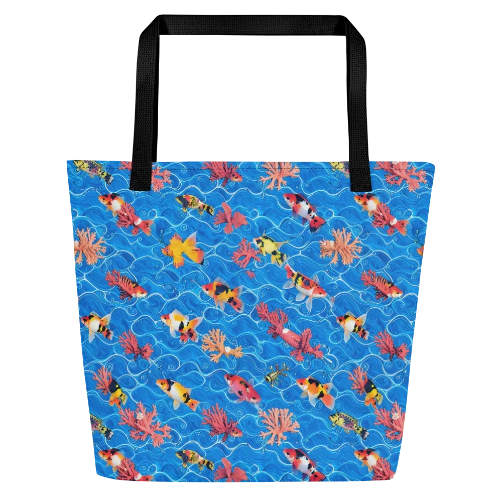 Azure Reef on Large Tote Bag W/ Pocket — Front