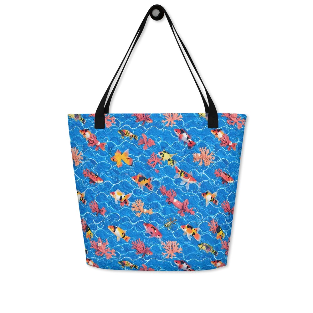 Azure Reef on Large Tote Bag W/ Pocket — Front
