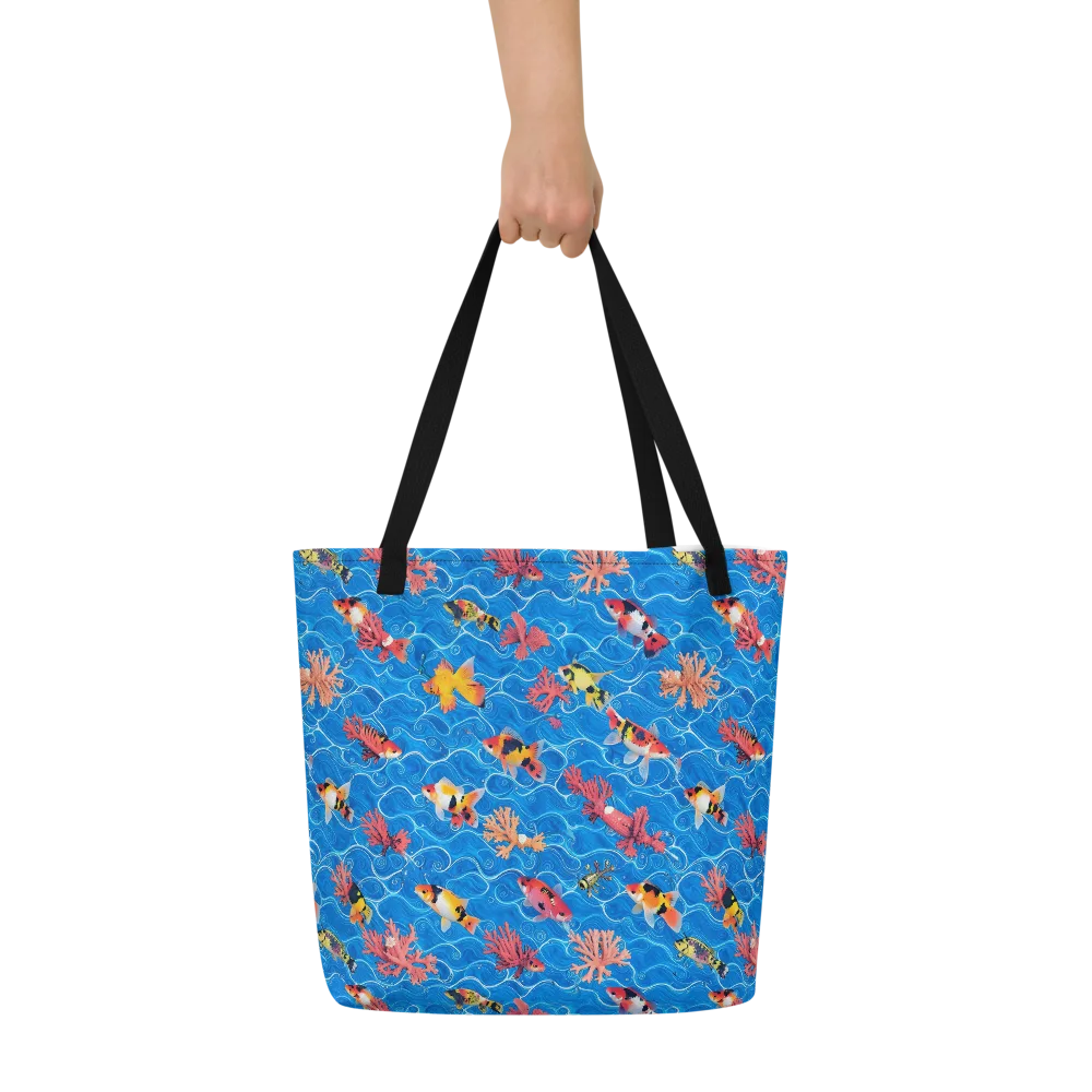 Azure Reef on Large Tote Bag W/ Pocket — Front