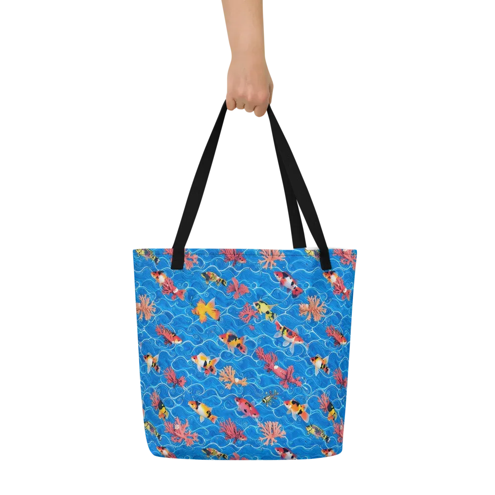 Azure Reef on Large Tote Bag W/ Pocket — Front