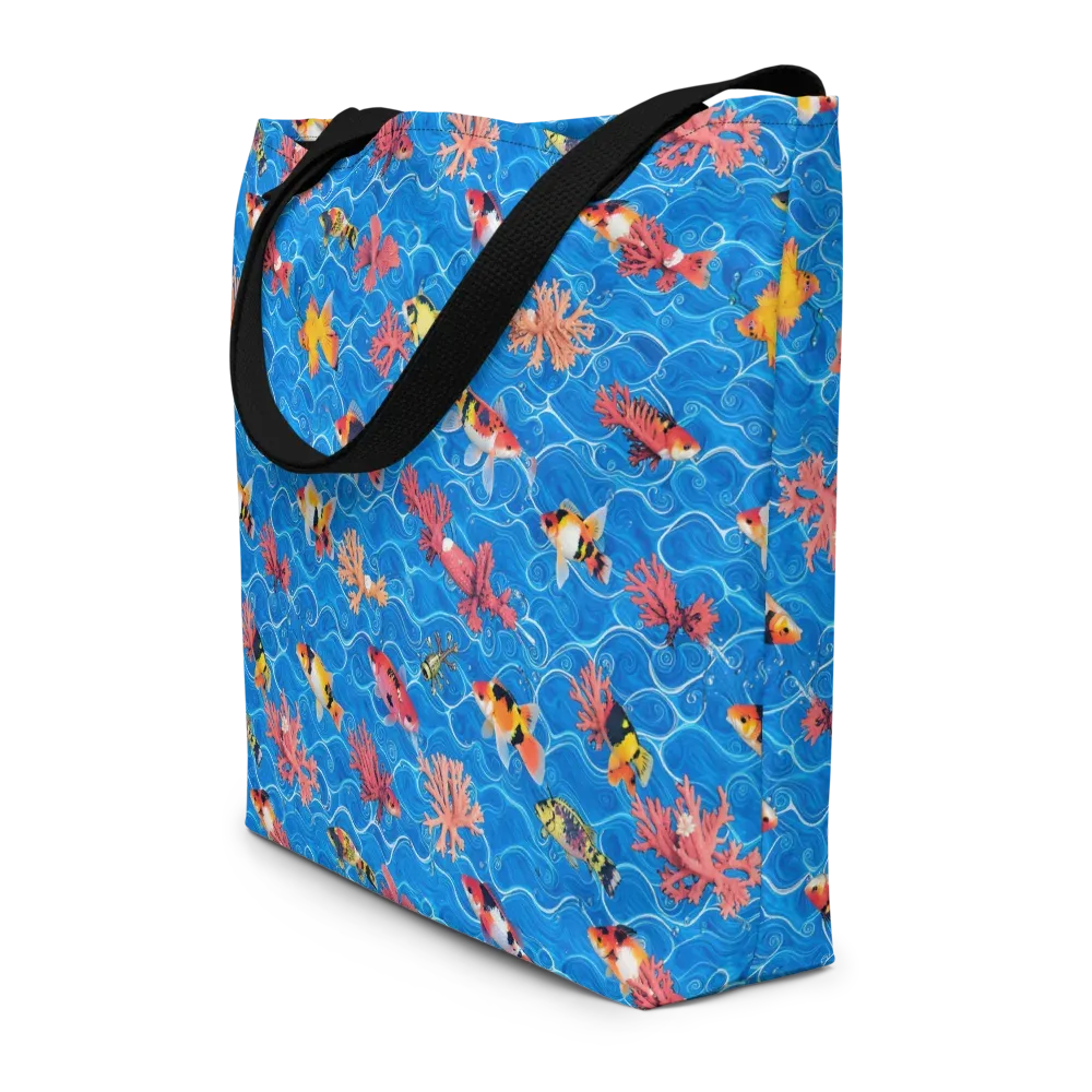 Azure Reef on Large Tote Bag W/ Pocket — Front