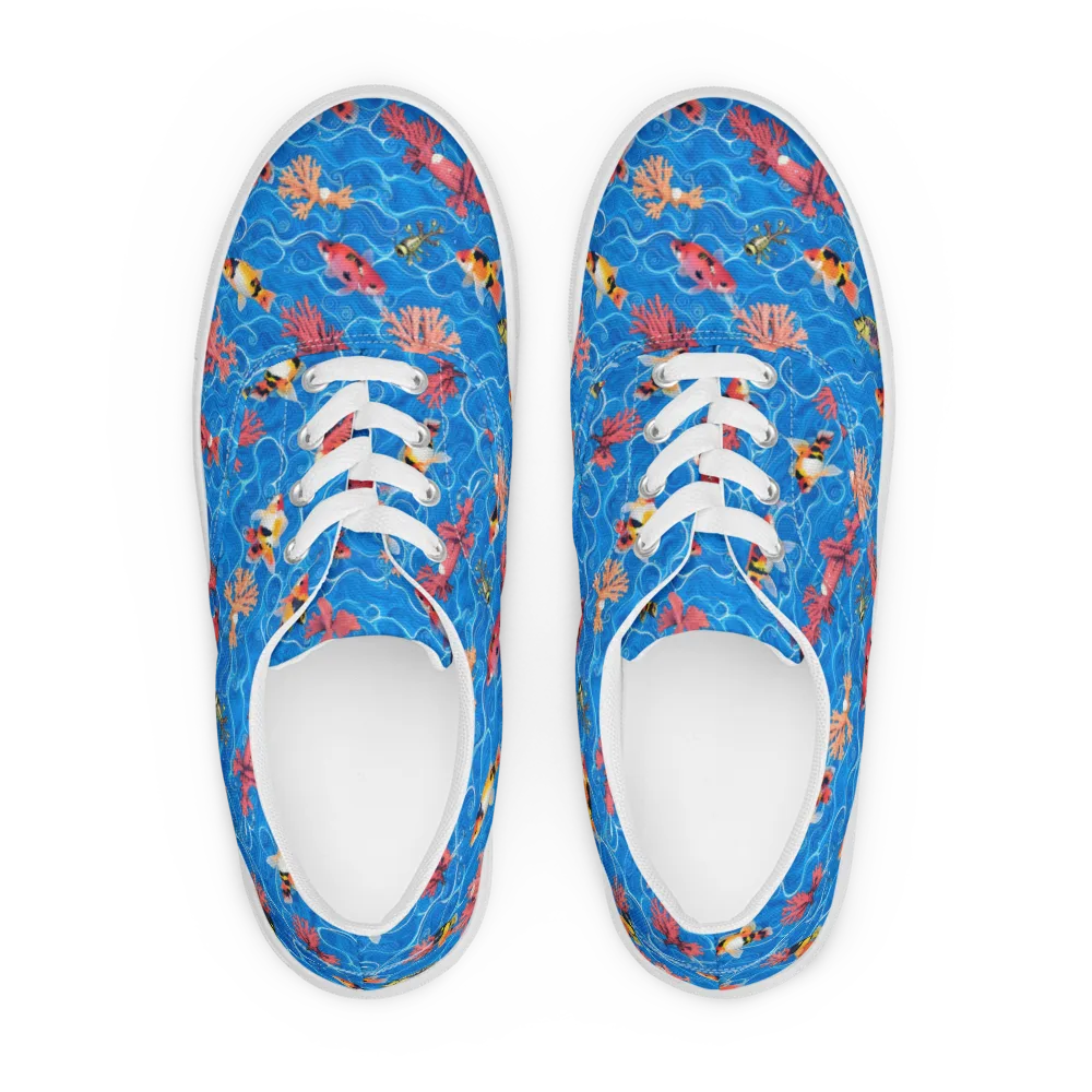 Azure Reef on Men's Lace-Up Canvas Shoes — Front
