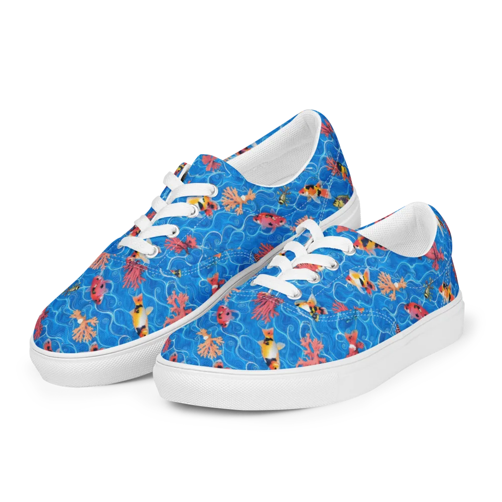 Azure Reef on Men's Lace-Up Canvas Shoes — Left Front