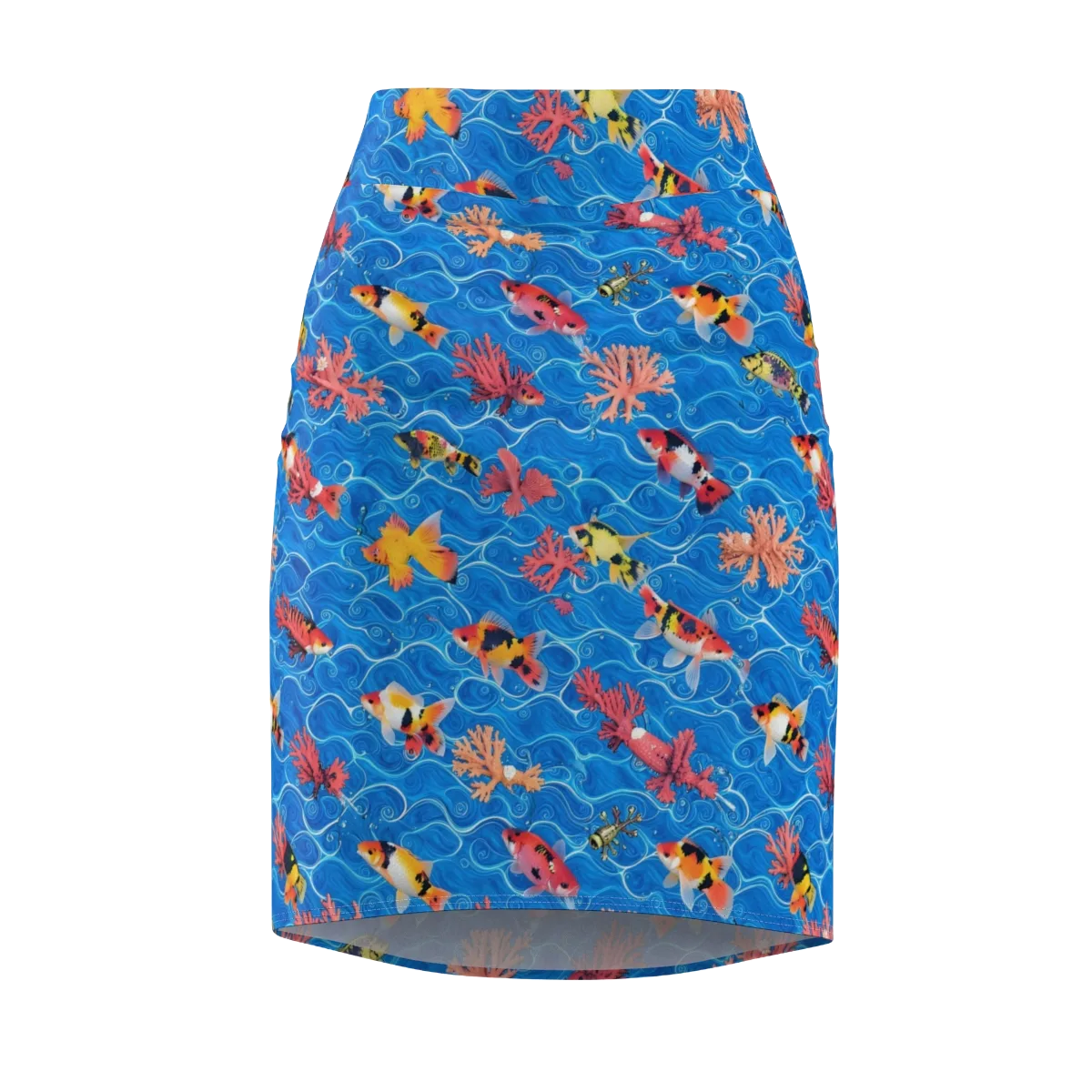 Azure Reef on Pencil Skirt — Front