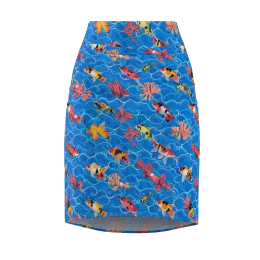 Azure Reef on a Pencil Skirt