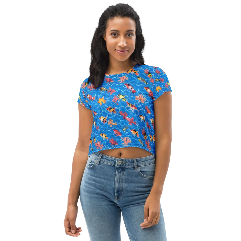 Azure Reef on Crop Tee — Front