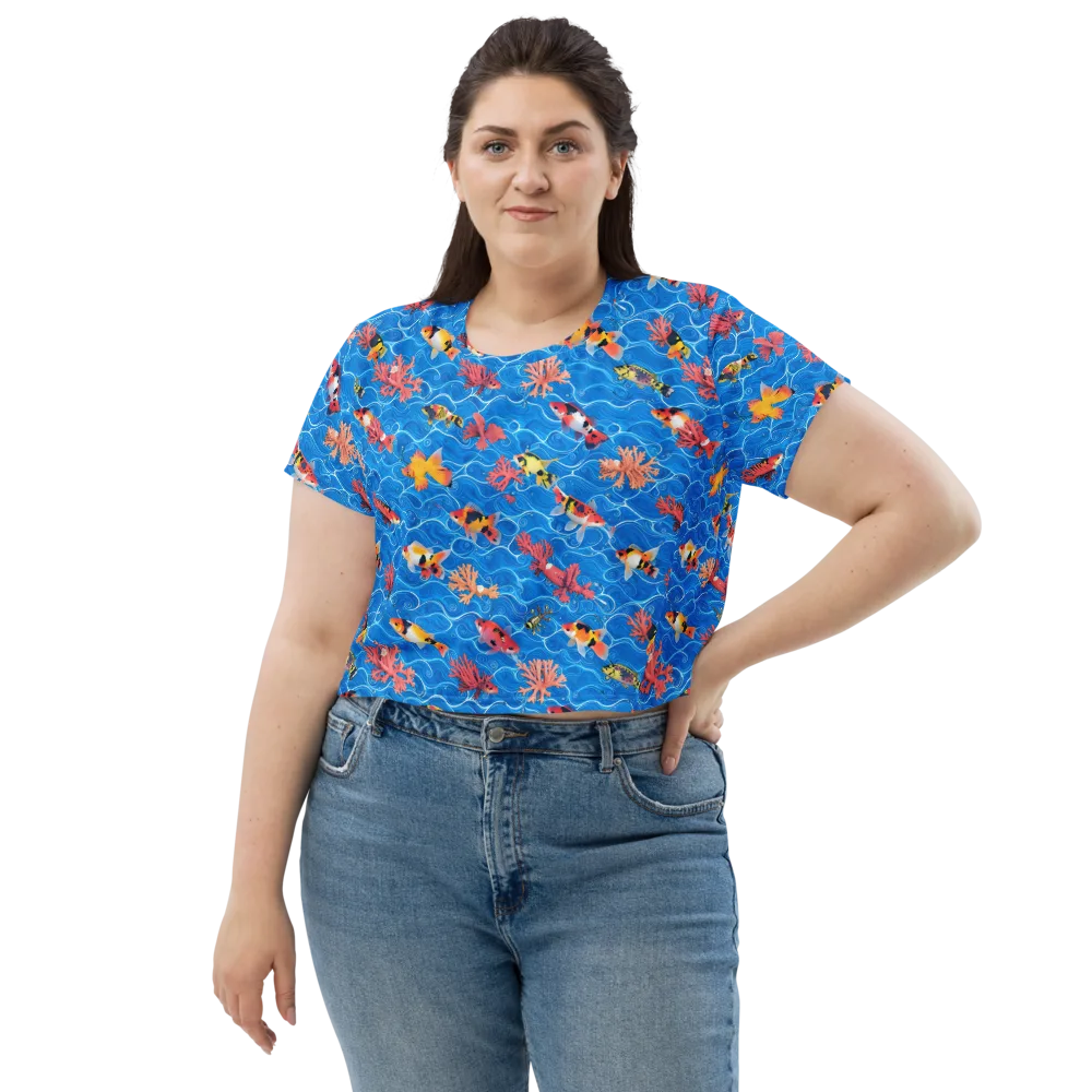 Azure Reef on Crop Tee — Front