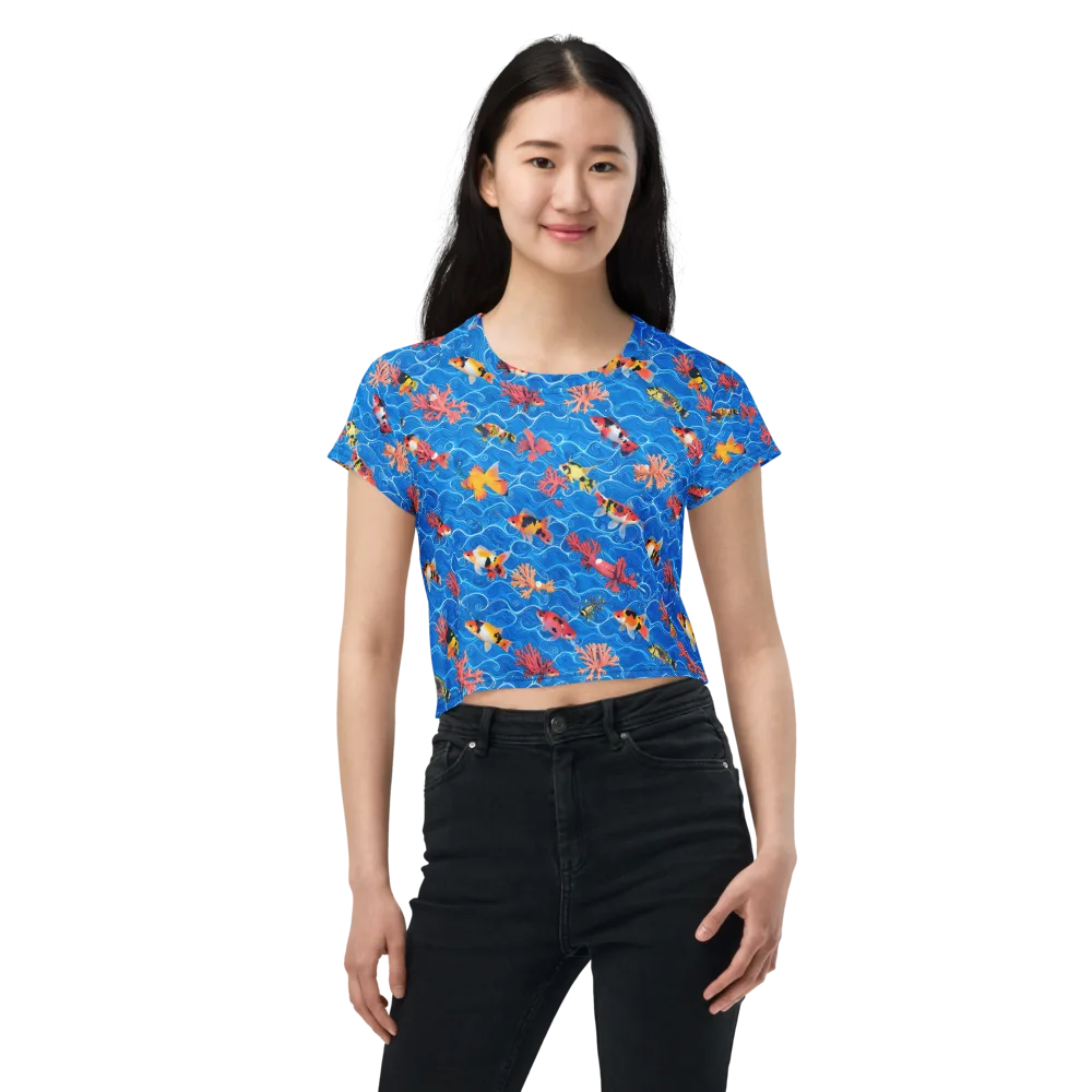 Azure Reef on Crop Tee — Front