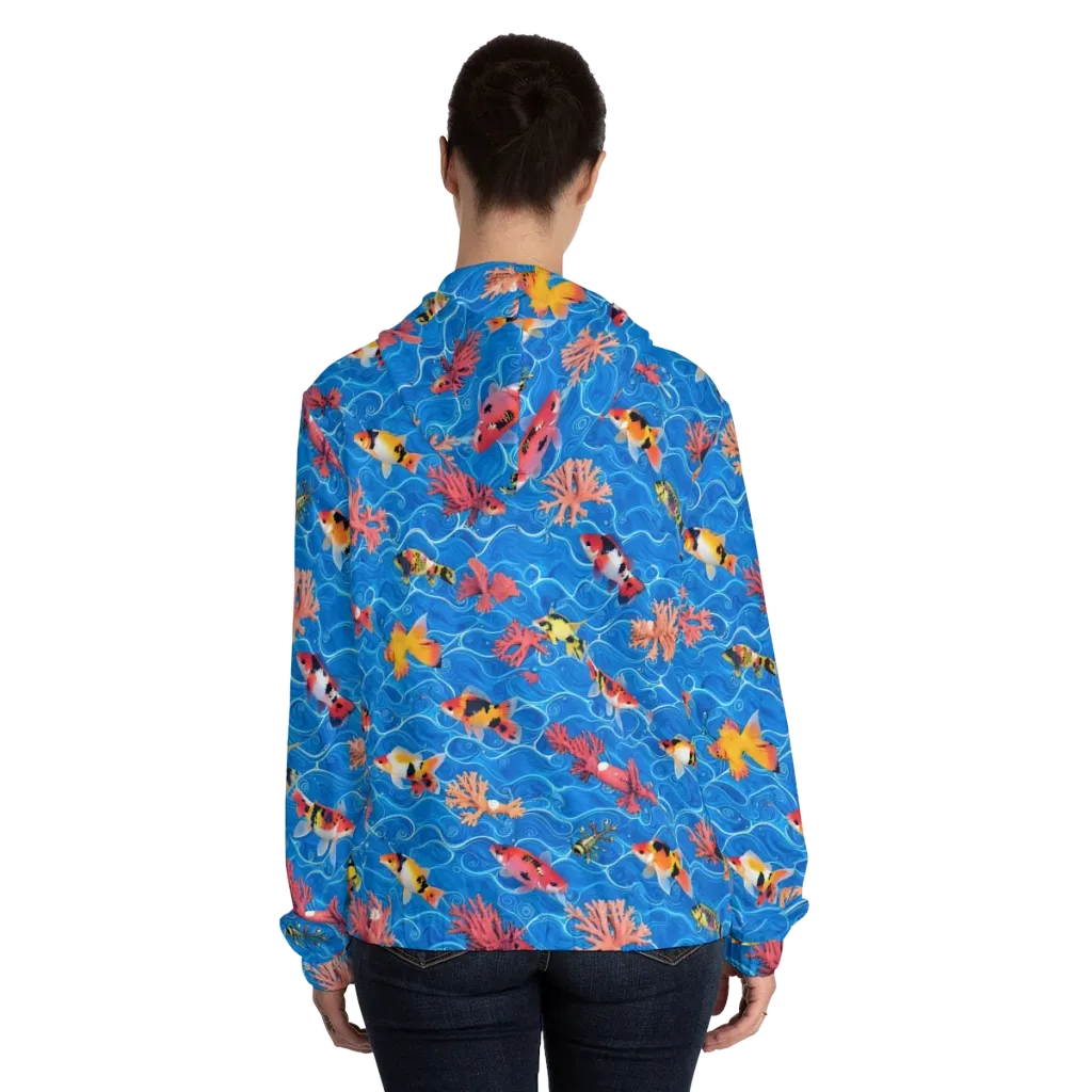 Azure Reef on Women's Full-Zip Hoodie — Back On Person